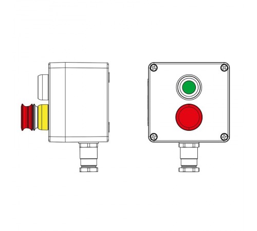 Взрывозащищенный пост управления из полиэстера CPE-P-03-(1xP1G(11)-1xP6E(11))-1xKH2MHK(C)1Ex d e IIC Т5 Gb / Ex tb IIIC T95°C DbIP66/КЗ  2231.031.22.