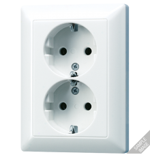 Штепсельная розетка SCHUKO 16А / 250В сдвоенная, для установки требуется одна универсальная монтажная коробка; дюропласт; слоновая кость; AS500  AS50