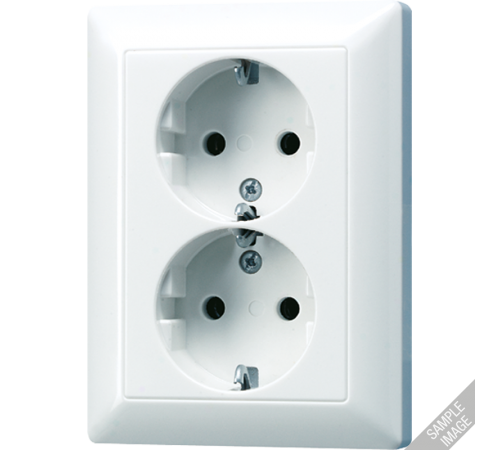 Штепсельная розетка SCHUKO 16А / 250В сдвоенная, для установки требуется одна универсальная монтажная коробка; дюропласт; слоновая кость; AS500  AS50