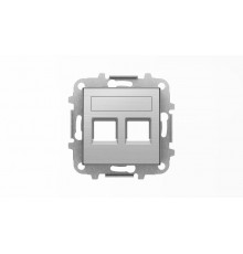 Накладка для 2-х суппортов/разъёмов типа 2017... и/или 2018..., со шторками и полем для надписи, серия SKY, цвет нержавеющая сталь2CLA851820A1401 AB