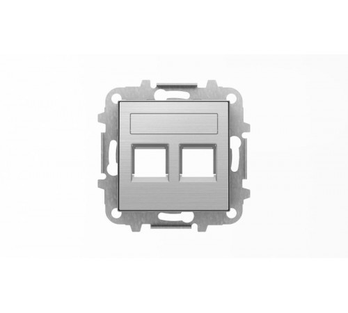 Накладка для 2-х суппортов/разъёмов типа 2017... и/или 2018..., со шторками и полем для надписи, серия SKY, цвет нержавеющая сталь2CLA851820A1401 AB