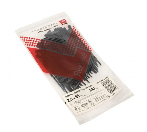 Хомут P6.6 стандартный (ч), 2.5x80 (100шт) FlexLock PROxima  plc-fl-ctsb-2.5x80  EKF