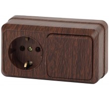 2-701-10 Intro Блок розетка+выкл. гориз. 10(16)А-250В, IP20, ОУ, Quadro, венге  Б0036151  Intro