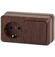 2-701-10 Intro Блок розетка+выкл. гориз. 10(16)А-250В, IP20, ОУ, Quadro, венге  Б0036151  Intro