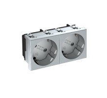 Розетка двойная 33° с з/к, 250 В, 16A (серебристый) (STD-D3 AL2)  6120112  OBO Bettermann