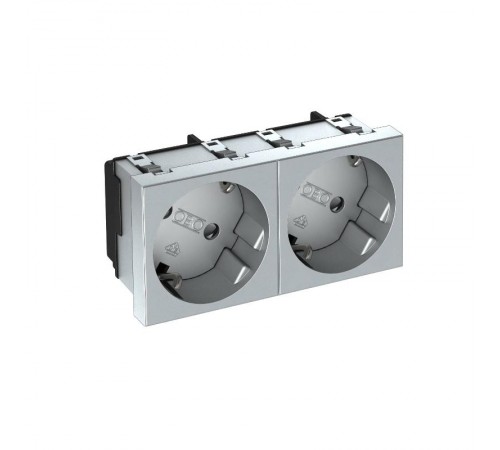 Розетка двойная 33° с з/к, 250 В, 16A (серебристый) (STD-D3 AL2)  6120112  OBO Bettermann