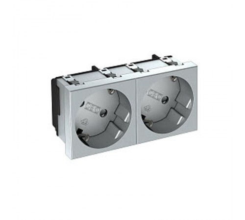 Розетка двойная 33° с з/к, 250 В, 16A (серебристый) (STD-D3 AL2)  6120112  OBO Bettermann