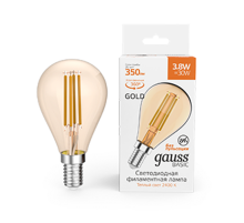 Лампа светодиодная   Basic Filament Шар 3,8W 350lm 2400К Е14 golden LED 1/10/50  1057154  Gauss
