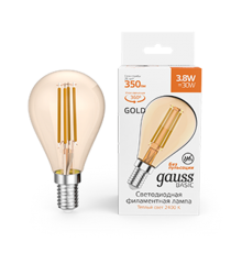 Лампа светодиодная   Basic Filament Шар 3,8W 350lm 2400К Е14 golden LED 1/10/50  1057154  Gauss