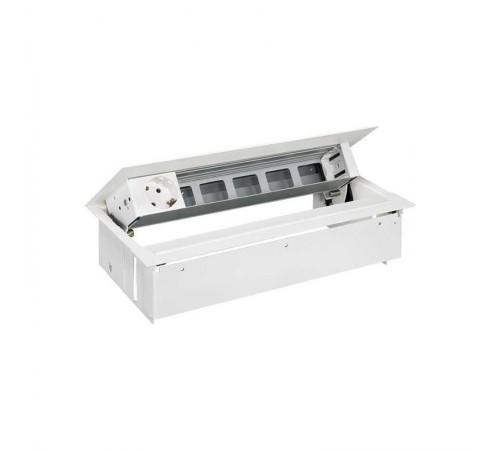 Simon S400 Врезной розеточный блок с крышкой и мет. вводом, 1x2P+E, 5 пустых отверстий, белый, Simon 400  45601000-130  Simon