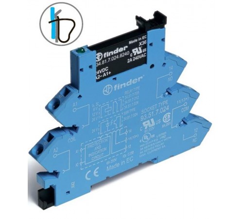 Интерфейсный модуль, твердотельное реле; выход 6A (24В DC); питание 230-240В AC/DC; подавление утечки тока  389132409024  Finder