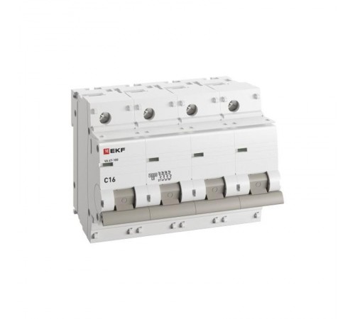 Выключатель автоматический четырехполюсный ВА 47-100 16А C 10кА PROxima  mcb47100-4-16C-pro  EKF
