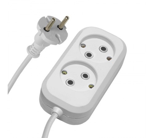 HM01-20-05 Удлинитель 2-местный б/з 2x0,75мм2, 5м, 220В, 10А, серия Home (У10-428), белый  39203  STEKKER