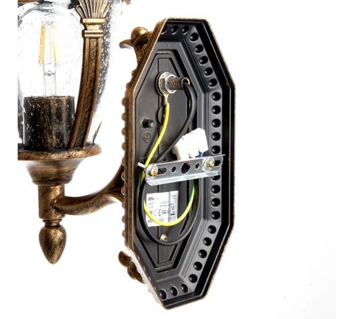 Светильник садово-парковый, 60W 230V IP44 черное золото, PL682 (на стену вверх)  11693  FERON