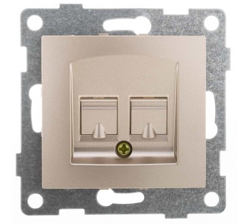 Bravo Розетка компьютерная и телефонная  (RJ45, RJ12), СУ, шампань  С10КТ-027  GUSI Electric