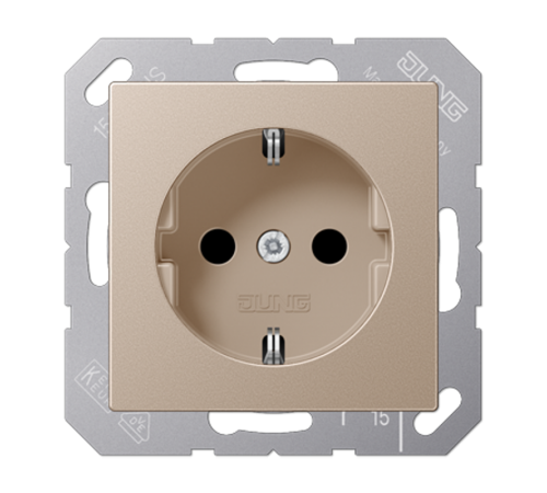 Штепсельная розетка SCHUKO 16А / 250В, пружинные зажимы; дюропласт; шампань; A500  A1520CH  Jung