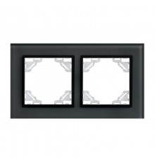 Минск Рамка 2-местная стеклянная черная Basic  ERM-G-402-70  EKF