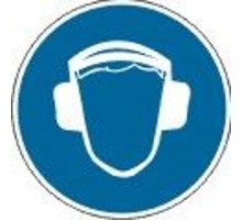 Знак наклейка M03 "Работать в защитных наушниках" (200х200) ГОСТ 12.4.026-2015  PROxima an-m-03  EKF