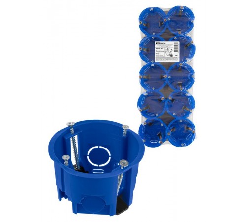 Коробка установочная СП D68х45мм, саморезы, пл. лапки, синяя, IP20, (10 шт)  SQ1403-1901  TDM