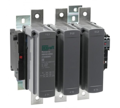 Контактор 800А 220В_АС АС3_ АС4 1НО+1НЗ КМ-102  21958DEK  DEKraft