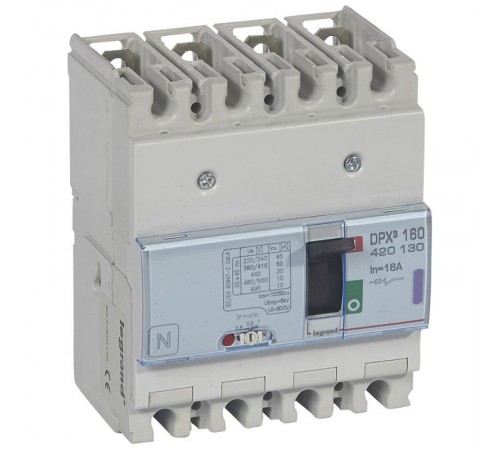 Автоматический выключатель DPX3 160 термомагнитный расцепитель 50кА 400В 4П 16А  420130  Legrand