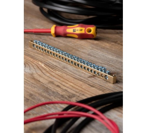 Шина PEN "ноль-земля" (6х9мм) 24 отверстия латунь крепеж по краям EKF PROxima  sn0-63-24-k  EKF