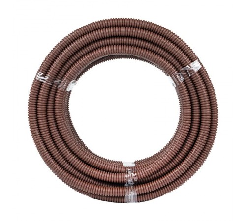 Труба гибкая гофрированная ПВХ 20мм с протяжкой (25м) темное дерево  tg-z-20d  EKF