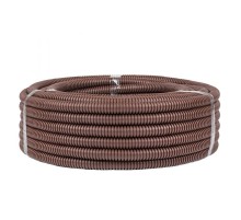 Труба гибкая гофрированная ПВХ 20мм с протяжкой (25м) темное дерево  tg-z-20d  EKF