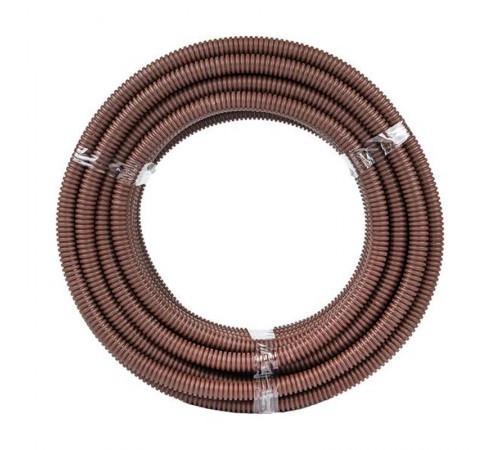 Труба гибкая гофрированная ПВХ 20мм с протяжкой (25м) темное дерево  tg-z-20d  EKF
