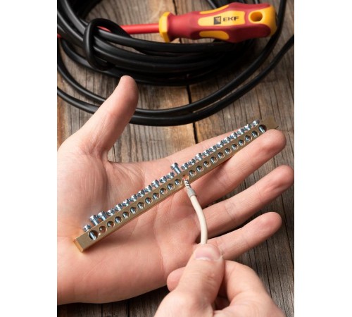 Шина PEN "ноль-земля" (6х9мм) 24 отверстия латунь крепеж по краям EKF PROxima  sn0-63-24-k  EKF