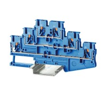 Клемма трехуровневая, зажим push-in, 6 точек подключения, 2.5 кв.мм, синяя  VPR-2.5-3L-BU  DKC