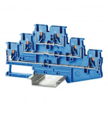 Клемма трехуровневая, зажим push-in, 6 точек подключения, 2.5 кв.мм, синяя  VPR-2.5-3L-BU  DKC