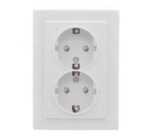 Минск Розетка 2-местная СП с заземлением 16А белая с защ. штор. EKF Basic  ERR16-128-100  EKF
