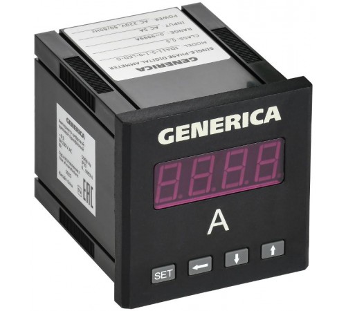 Амперметр цифровой щитовой однофазный 72х72мм LED  IDA11-5-1-0-LED-G  GENERICA