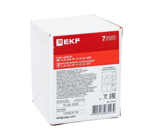 Переключатель кулачковый ПК-1-41 10А 1P "1-0-2" EKF PROxima  pk-1-41-10  EKF