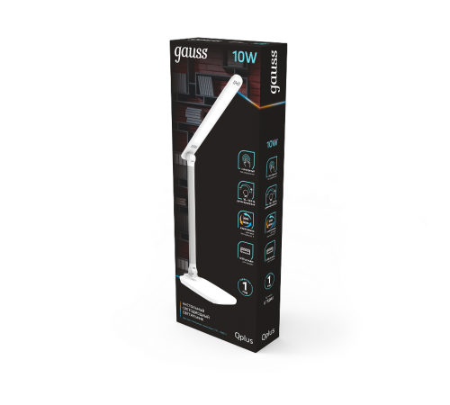 Светильник настольный Qplus GTL504 10W 590lm 3000-6000K 170-265V белый диммируемый USB LED 1/8/16  GT5041  Gauss