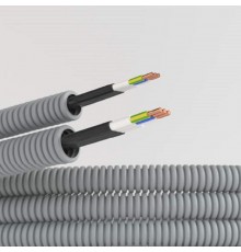 Электротруба ПВХ гибкая гофр. д.20мм, цвет серый, с кабелем ВВГ-Пнг(А)-LS3х1,5мм  Конкорд, 100м  9L920100KF  DKC