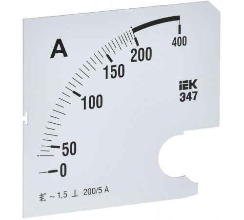 Шкала смен. для амперметра Э47 200/5А-1,5 96х96мм  IPA20D-SC-0200  IEK