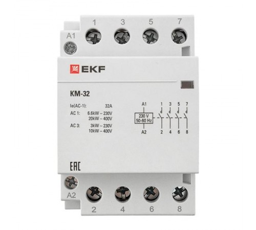 Контактор модульный КМ 32А 4NО (3 мод.) EKF PROxima  km-3-32-40  EKF