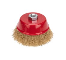 Щетка чашечная для УШМ, витая латунированная проволока, 125мм, М14  KR-91-1210  Kranz