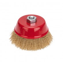 Щетка чашечная для УШМ, витая латунированная проволока, 125мм, М14  KR-91-1210  Kranz