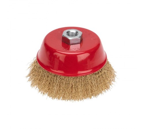 Щетка чашечная для УШМ, витая латунированная проволока, 125мм, М14  KR-91-1210  Kranz