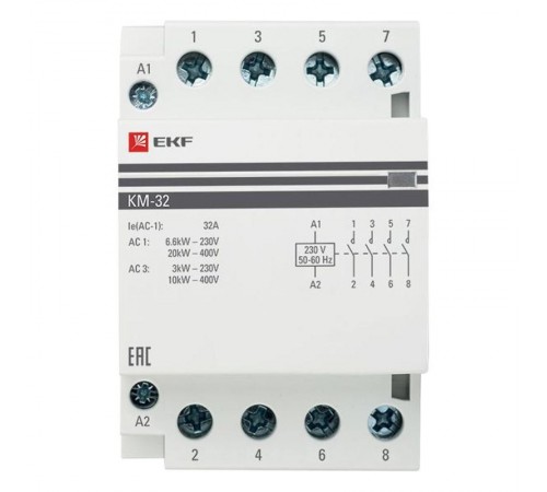 Контактор модульный КМ 32А 4NО (3 мод.) EKF PROxima  km-3-32-40  EKF