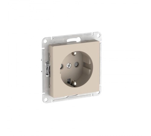 AtlasDesign Песочный Розетка с заземлением со шторками, 16А, механизм, быстрозажимные клеммы  ATN001245S  SE