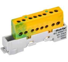 TEKFOR Шина PE "земля" изолированная на универсальном держателе 6х9-8-ЖЗ  TF-NN10-08-KL-K52  IEK