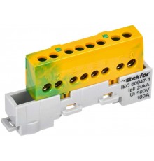 TEKFOR Шина PE "земля" изолированная на универсальном держателе 6х9-8-ЖЗ  TF-NN10-08-KL-K52  IEK