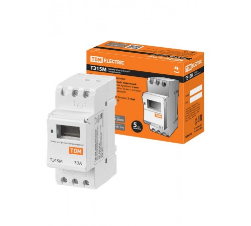 Таймер электронный ТЭ15М-1мин/7дн-32on/off-30А-DIN  SQ1503-0037  TDM