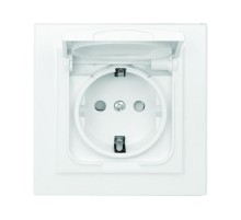 Минск Розетка 1-мест. СП с/з с крышкой 16А бел. с защ. штор. IP44 EKF  ERR16-029-100-44  EKF