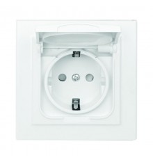 Минск Розетка 1-мест. СП с/з с крышкой 16А бел. с защ. штор. IP44 EKF  ERR16-029-100-44  EKF