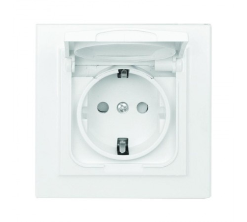 Минск Розетка 1-мест. СП с/з с крышкой 16А бел. с защ. штор. IP44 EKF  ERR16-029-100-44  EKF